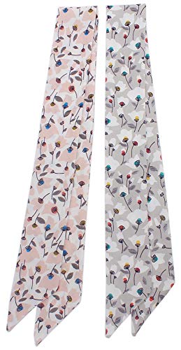 4pcs Spring Flowers Pattern Bag Handbag Handle Ribbon Scarf Hair Head Band Neck Scarf Neckerchief Scarf Fashion Gifts2