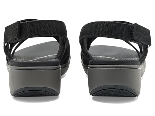 Clarks Cloudsteppers Women's BreezeRae Ana Wedge Sandal, Black Canvas, 5.5 Medium US - image 8