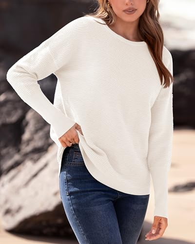 BTFBM Fall Sweaters for Women 2025 Casual Long Sleeve Sweater Striped Loose Fit Pullover Tops
