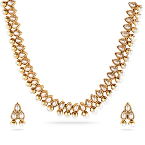 Image of Rubans Necklace Set Gold Plated Traditional Stylish Jewellery Gift for Women & Girls