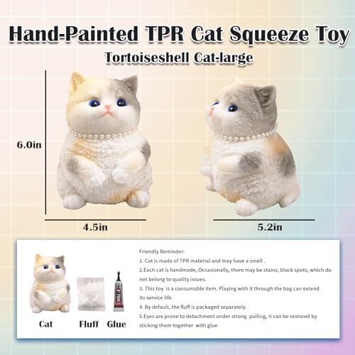 Image of Big Hand Painted Cat Squishy Toys,Large Cute Ultra Soft Kitty Squeeze Fidget Toys for Stress Relief ,Kawaii Squishies Sticky Animal Toys for Adults Kids,Decompression Sensory Balls Toys for Autism