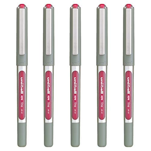 5 X UNI-BALL Eye UB-157E Roller Ball Pen FINE (0.7mm) Wine RED