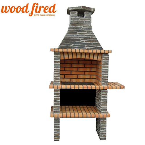 Woodfired Outdoor Brick/Stone Masonry Mediterranean Bbq With, Shelf