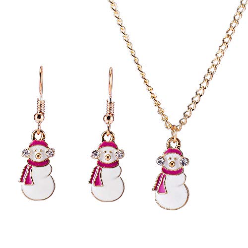 Preisvergleich Produktbild Deniferymakeup Fashion Strass Halskette und Ohrringe Weihnachtsgeschenk Weihnachtsschmuck Weihnachtsbaum Schneemann Rentier Halskette und Ohrringe