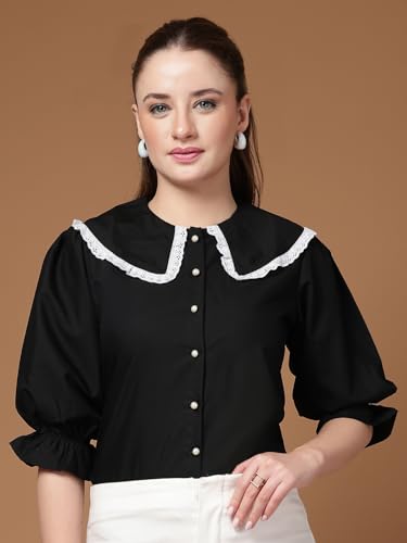 Image of Style Quotient Women Sky Blue Victorian Style Shirt