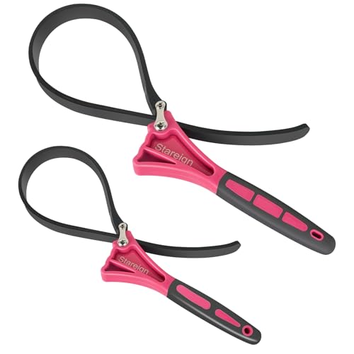 Stareign 2 - Pack Rubber Strap, Oil Filter Diameter 4" and 6" Heavy Duty Adjustable Blet for Jar Opener, Water Filter, Plumbing, Sink, Faucet(PINK)