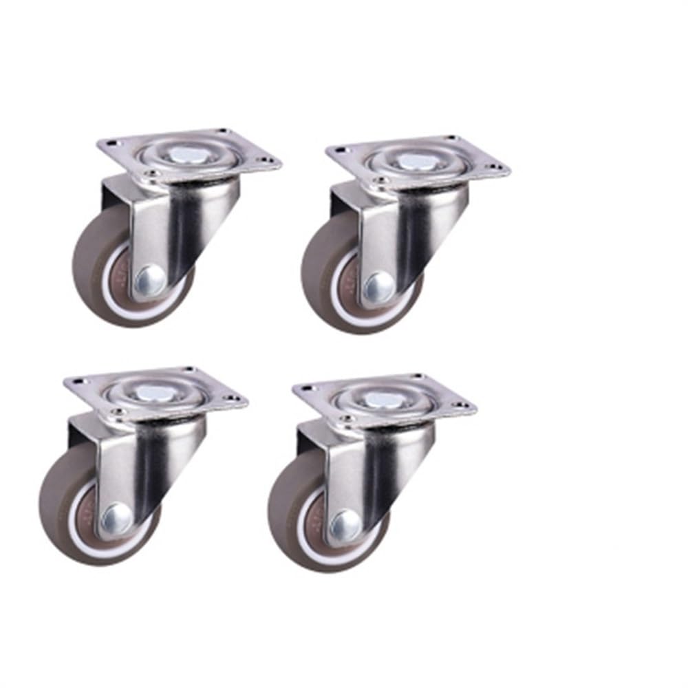 Roulettes pivotantes en caoutchouc souple 2 pouces argentées pour meubles x4