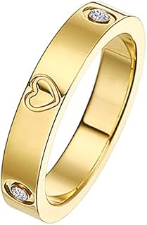 Gleamart Love Friendship Ring Stainless Steel Love Ring with Cubic Zirconia