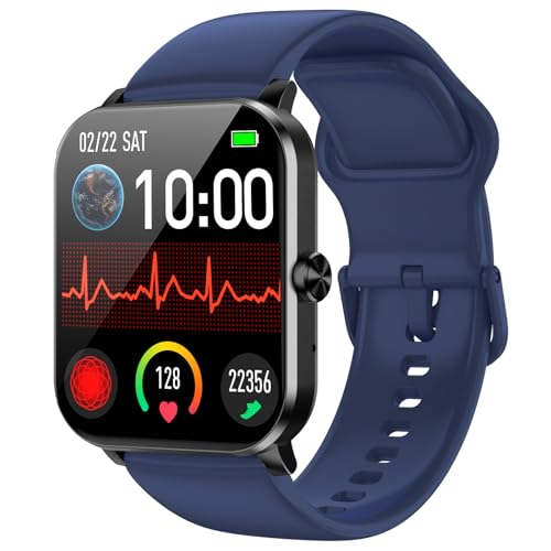 Jacoosa Smart Watch for Men Women with Bluetooth Call 1.85" HD Touch Screen Fitness Watch, 120+ Sports Modes/Heart Rate/Sleep Monitor/IP68 Waterproof, Smartwatch for Android iOS (Blue)