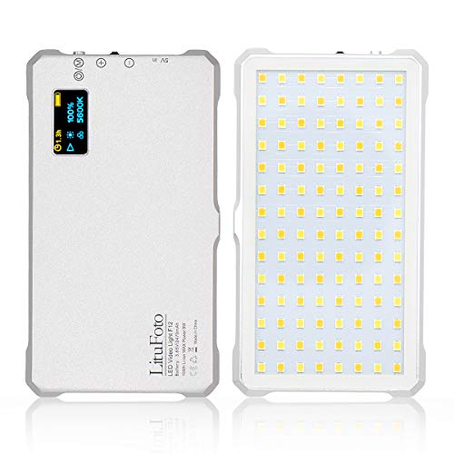 🛒 Flash Sale LituFoto Camera Light F12 LED Video Light Build-in Lithium Battery Photography Lights Ra96+ 3200K-5600K Portable Light with OLED Display for Video Conference Lighting YouTube Shooting Live Streaming
