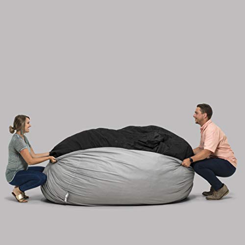 Image of Big Joe Fuf 7Ft Giant Foam Bean Bag Chair, Oversized Couch with Removable Cover for Kids, Teens, Adults, Fog Lenox, Durable Woven Polyester, 7 Foot