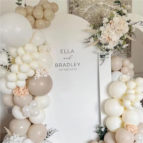 Image of 150pcs Sand White Balloons Different Sizes Pack, 18 12 10 5 Inch Party Balloon Garland Arch Kit Birthday Baby Shower Anniversary Wedding Boho Party Decorations(With 2 Ribbons)