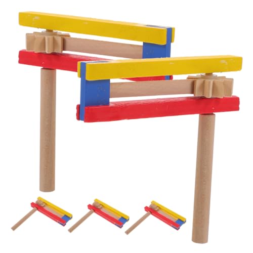 YARNOW Hand-Cranked Soundboard Wooden Ratchet Set of 5 with Self-Rotating Design for School Music Family Parties and Group Performances Clear Bright Sound