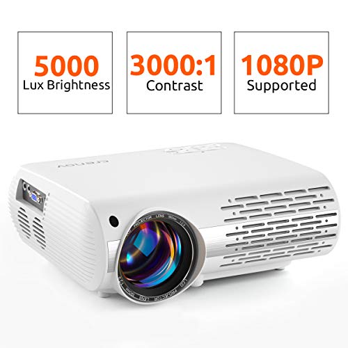 Crenova Video Projector, 6000 Lux Home Movie Projector(550 ANSI), 200'' Display HD LED