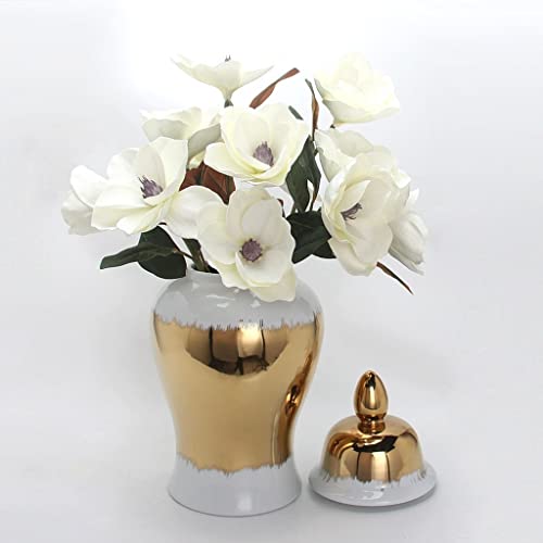 Robmet Ceramic Ginger Jar With Lid, Traditional Jingdezhen Porcelain Temple Jar, Ming Style Decorative Vases For Living Room (Size : Large) #TOP3