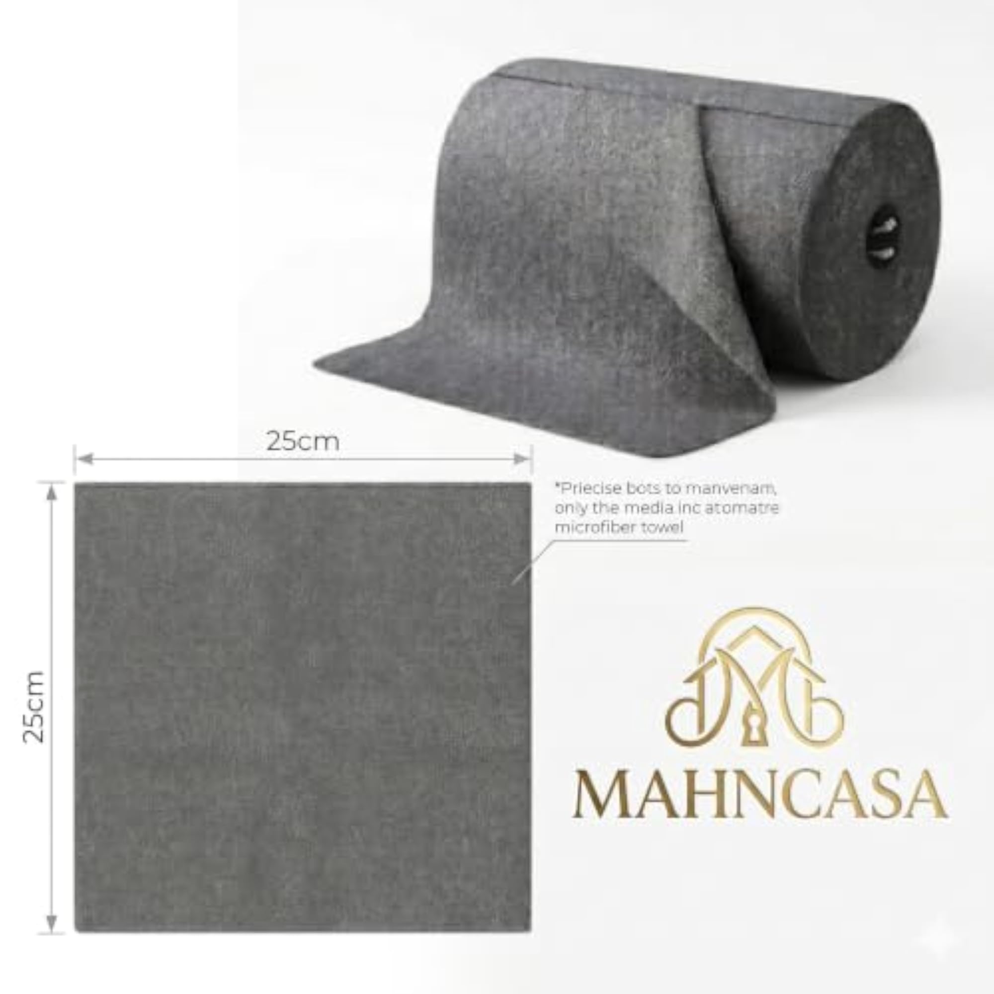 Microfiber Towel Roll, Grey, 25x25cm
