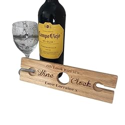 Personalised Name Wine O Clock Wooden Wine Glass & Bottle Butler Holder
