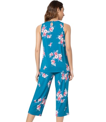 Image of NACHILA Pajamas for Women-Viscose Made from Bamboo, Sleeveless Pjs Tank Top Capri Pants Pajama Sets Cooling Sleepwear
