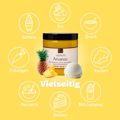 Ananas Eispaste Eis Aroma für leckeres Eis Desserts Spritzige Getränke Pralinen Zum Verfeinern von Eis Getränke Kuchen Tortencremes Eiscreme Inhalt 250 g – Bild 5