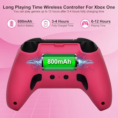 HaeBorl Xbox One Controller, RGB LED Light 2.4GHz Wireless Controller Compatible with Xbox One X/S Xbox Series X/S with 3.5mm Audio Headphone Jack & 800mAh Rechargeable Built-in Battery, Deep Pink — 사진 5