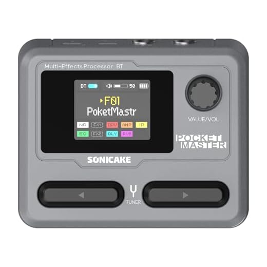 SONICAKE Pedal de guitarra multiefectos 9 Módulos de efectos 100 Presets 20 Amp/Cab Procesador de efectos para guitarra OTG USB Interfaz de audio BT con APP Pocket Master (Gris)
