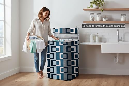 Image of Stylista Top Load Fully Automatic Washing Machine Cover Compatible for IFB 8 kg, 8.5 kg, 9 kg & 9.5 kg, Lattice Pattern Blue