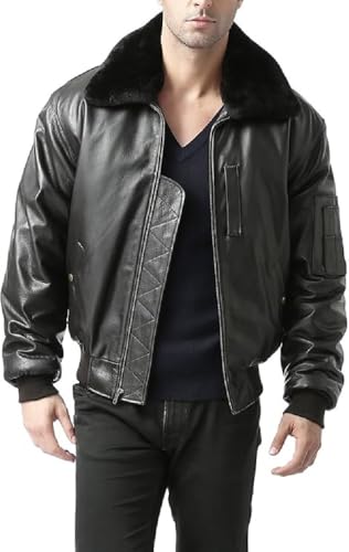 Mens WW2 B15 Air Force Flight Black Real Leather Bomber Aviator Jacket4
