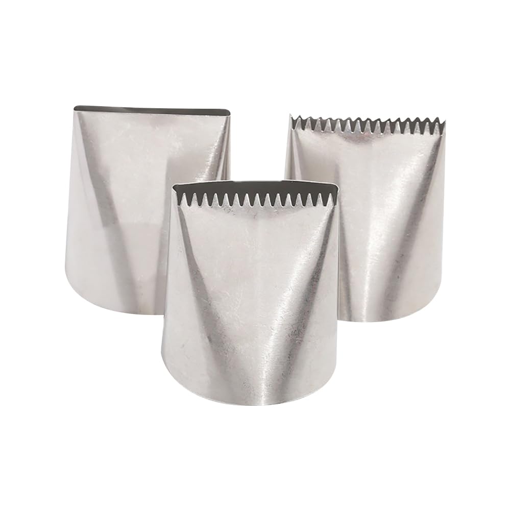FSSTUD 3 Pcs Stainless Steel Piping Tips Ribbon Icing Tips Large Piping Nozzles Big Frosting Tips Cupcake Pastry Tips Cake Decorating Tools for Cupcakes Cookies