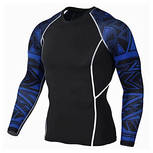 XVSSAA Men's Long-Sleeve Compression Shirt Long Sleeve Sports Tight Top Base Layer Quick Dry Gym Trainning Shirt