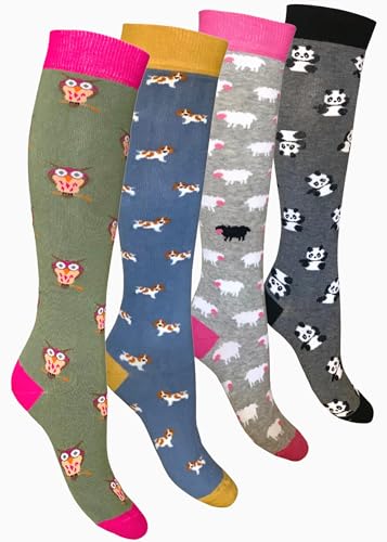 4 paires de chaussettes hautes pour femme en coton chaud,