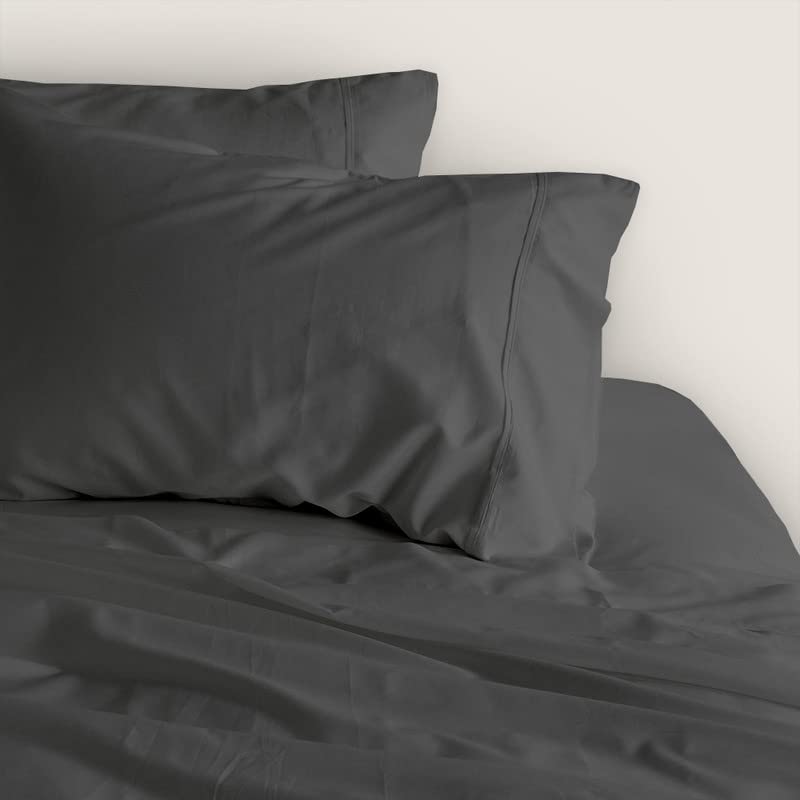 Bhoomi Impex 400 Thread Count 100% Egyptian Cotton Pillow Cases Dark Grey Solid - 17 X 27 Inch - Pillowcase Set of 2, Long-Staple Combed Pure Natural Cotton Cases for Sleeping