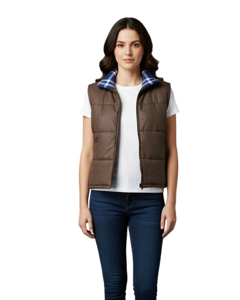Women Quilted Sleeveless Puffer Jacket | Lightweight Zip-Up Winter Vest with | Casual Regular Fit Warm Outerwear for Travel, Daily Wear & Outdoor Activities-image-31
