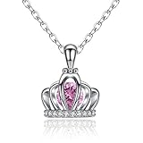 Yikoly Collar de plata para mujer con colgante de corona de plata 925 con estrás con corona, regalo para esposa/novia/mujer, Plata
