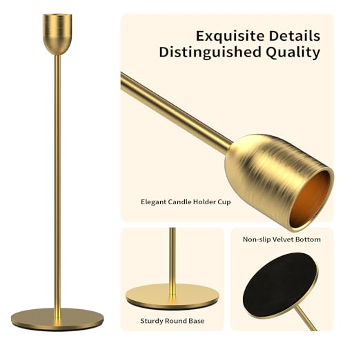 Chefbee FT-FTK019B Gold Candle Candlestick Holder thumb #2