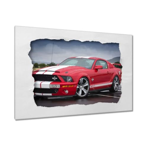 Décoration murale voiture de sport rouge tableau salon sur toile 120x80 cm