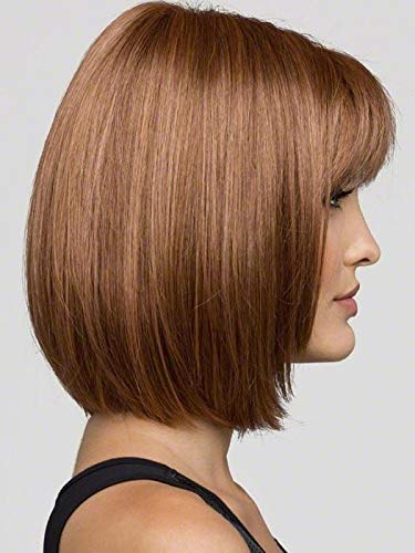 Carley Wig Color GOLDEN NUTMEG 11" Cutting Edge Bob Razored Edges Synthetic Hand Tied Monofilament Top Face Framing Tapered Layers Bundle MaxWigs Hairloss Booklet