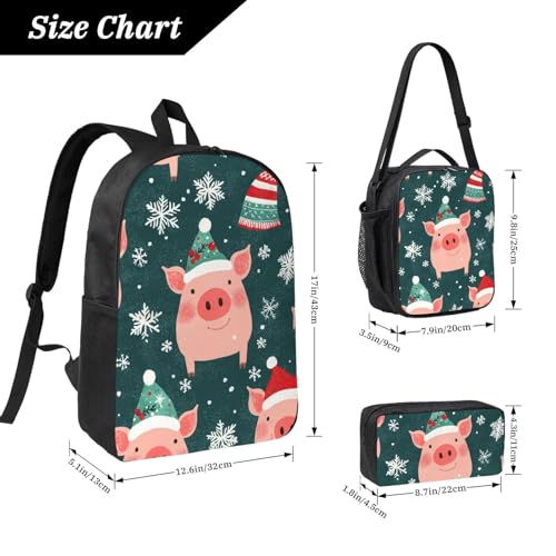 Pig Backpacks 3 Pcs Casual Multifunction Backpack with Fun Graphic Cartoon Print for Hiking Commuting2