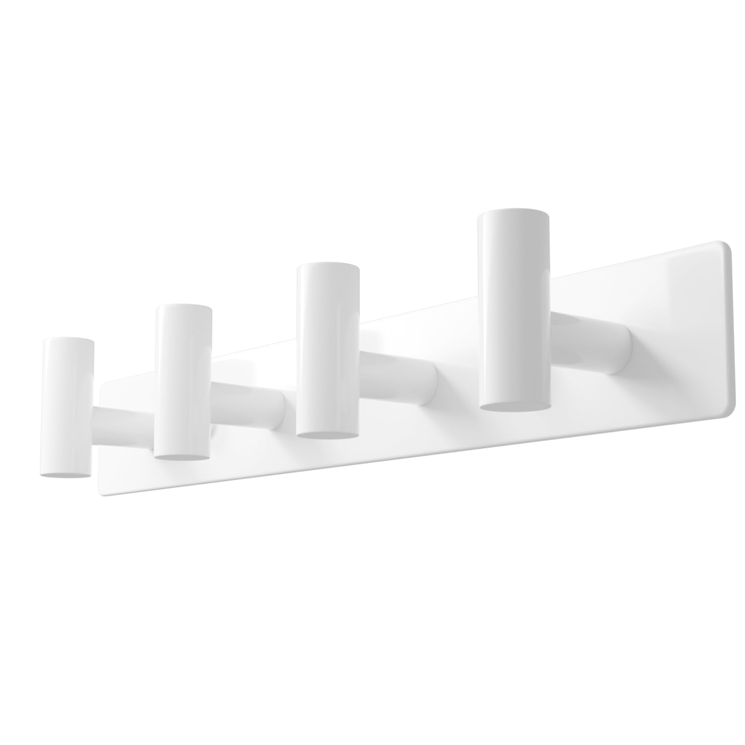 GWAAZXGZ White Wall Mounted Coat Rack – 4 T-Shaped Hooks on 12.6" Metal Rail for Coats, Hats & Towels, Space-Saving Heavy-Duty Organizer for Entryway, Bathroom, Closet (1 Pack)