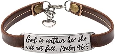 Christian Gifts for Women Confirmation Gifts for Girls Vintage Bracelet for Women Birthday Mothers Day Easter Gifts for Women Mom Mama Mother Graduation Gifts for Daughter Friend Sister Engraved Bible Verse God Is Within Her She Will Not Fall