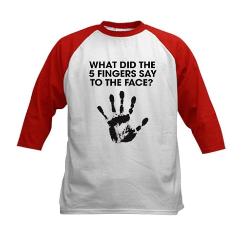 CafePress 5 Fingers to The Face Black Baseball Jersey Kids Cotton Baseball Jersey, 3/4 Raglan Sleeve Shirt