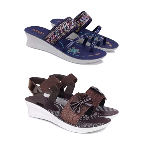 Image of Kashwi Enterprises Women's Comfortable Sandal,Casual Lightweight Sandal for Everyday Wear | BTR- (2-Combo)-1963-OO8