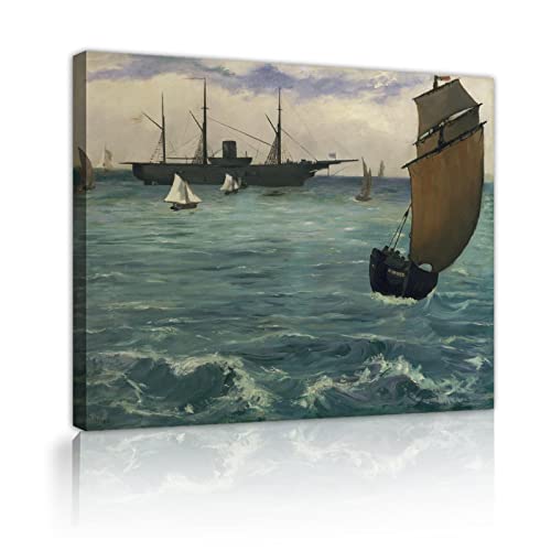 Impression sur toile Le Kearsarge à Boulogne Manet peinture célèbre