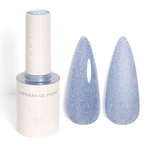 VENALISA Vernis à Ongles Gel Semi Permanent Glitter bleu clair Light Blue Glitter Gel Polish Nail UV Soak off Vernis Manucure