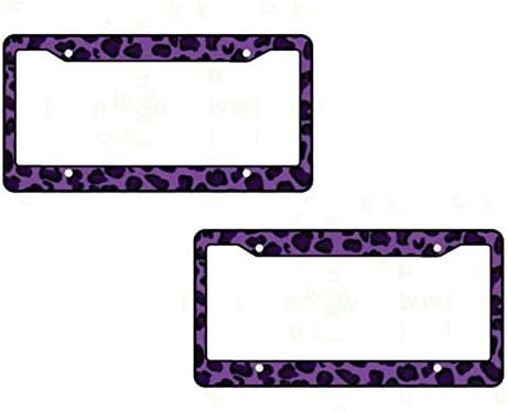 AJ WORLDWIDE A Set of 2 Made in USA Plastic License Plate Frame Safari Animal Series- Leopard Purple