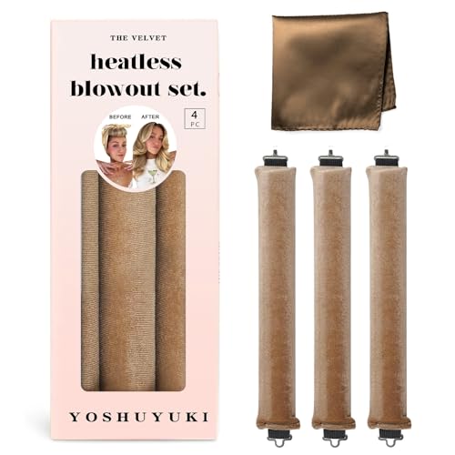 YOSHUYUKI Classic Heatless Curls Overnight Rods No Heat Hair Curlers Curling Iron Jumbo Flexi Rods Large Foam Hair Rollers for Long Short Hair to Sleep in with Satin Scarf Styling Tools Blonde