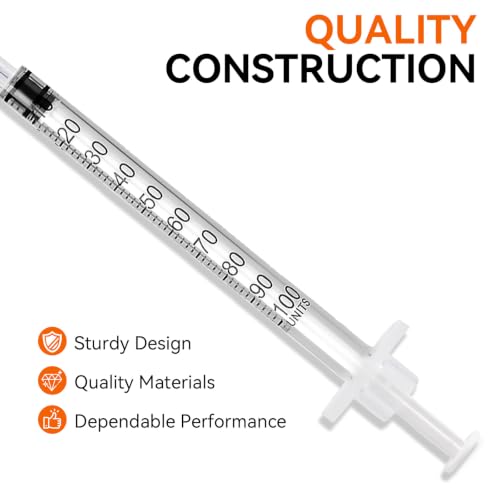 50 Pack U 100 1ml cc Syringes 30G 5 16 Disposable Syringe Lab Supplies Individually Wrappe - image 6