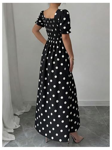 Image of Floerns Women's Floral Short Puff Sleeve Milkmaid Dress Boho A Line Long Dresses