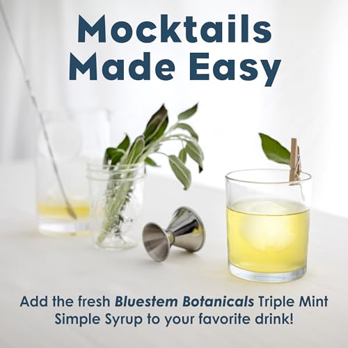 Bluestem Botanicals Organic Triple Mint Simple Syrup, 8 oz, Cocktail and Mocktail Mixer for Drinks, Non-Alcoholic, Peppermint, Spearmint, Chocolate Mint