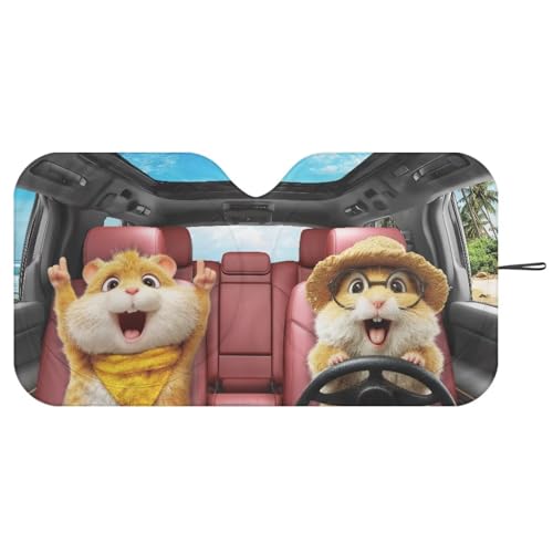 Image of Hamster Sunshade Visor Car Windshield Sun Shade Easy Installation Foldable Automotive Interior Accessories for Sun Protection Sun Shade for UV Protection Easy Storage