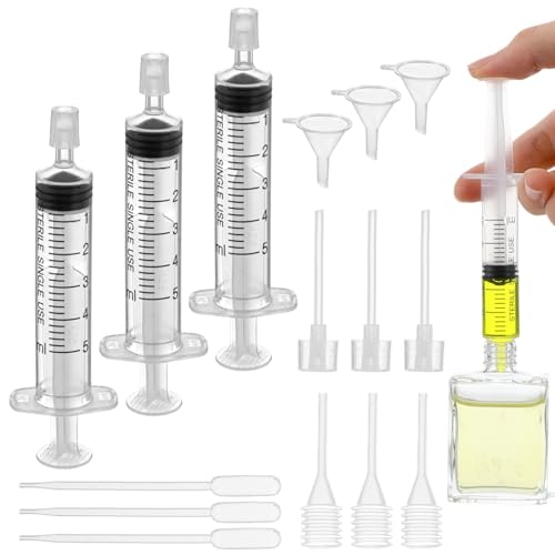 YBEATY Conjunto de 3 conjuntos de ferramentas de refil de perfume, kit de decantador de perfume, dispensador com ferramentas adaptadoras, extrator de seringa de plástico para amostras de óleos